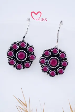 Maroon Gemstone Glimmer Hook Earrings