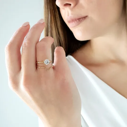 Matching ring with chain in solid gold