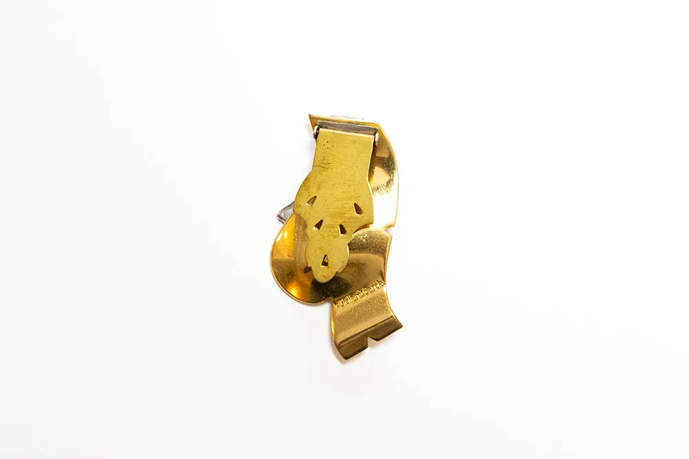 McCLELLAND BARCLAY Art Moderne Gold Plated with Pavé Rhinestones and Blue Accents Dress Clip