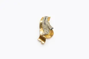 McCLELLAND BARCLAY Art Moderne Gold Plated with Pavé Rhinestones and Blue Accents Dress Clip