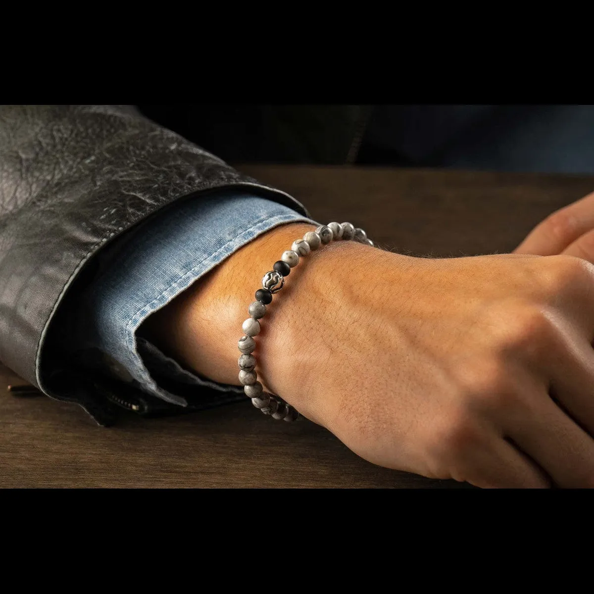 Men's Brookings Silver Agate Bracelet - BB48 SLA