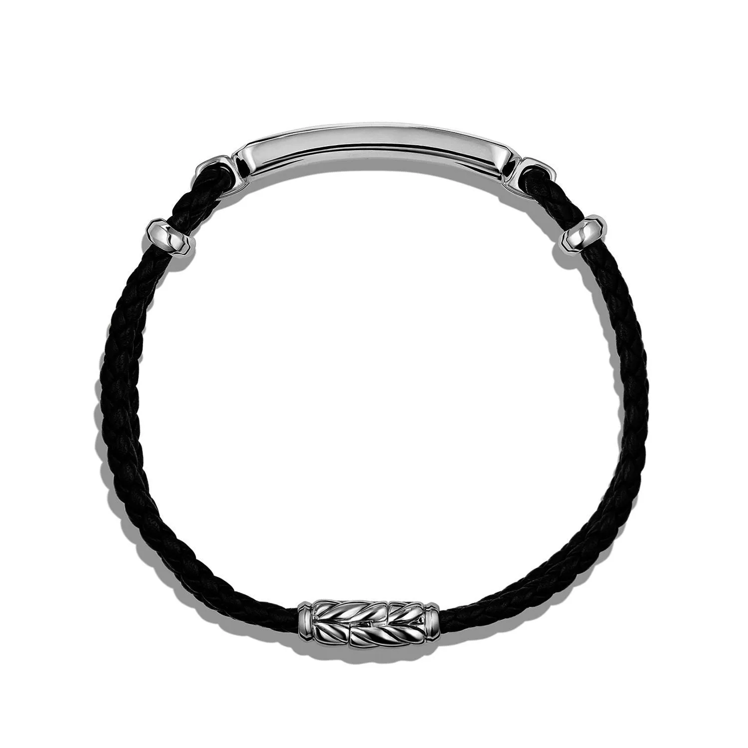 Men's Station Black Leather Bracelet with Black Onyx