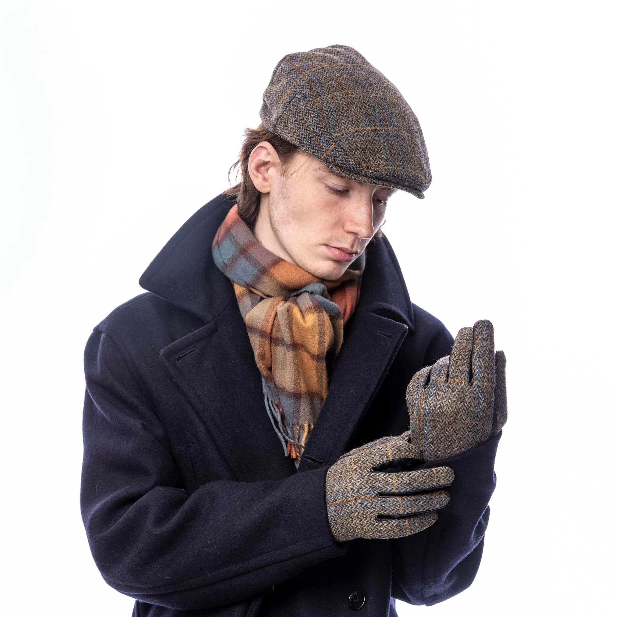 Mens Tweed Stud Gloves