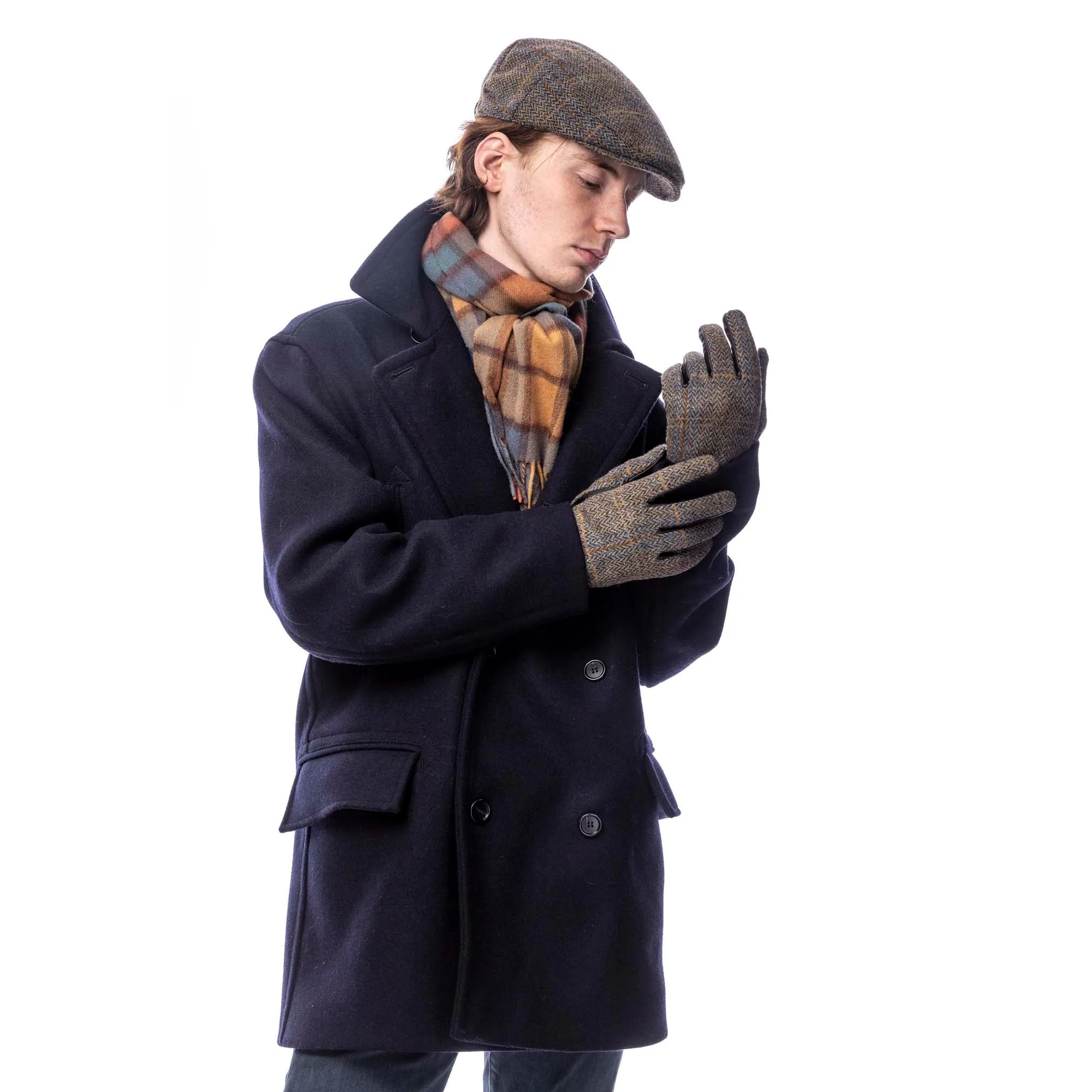 Mens Tweed Stud Gloves