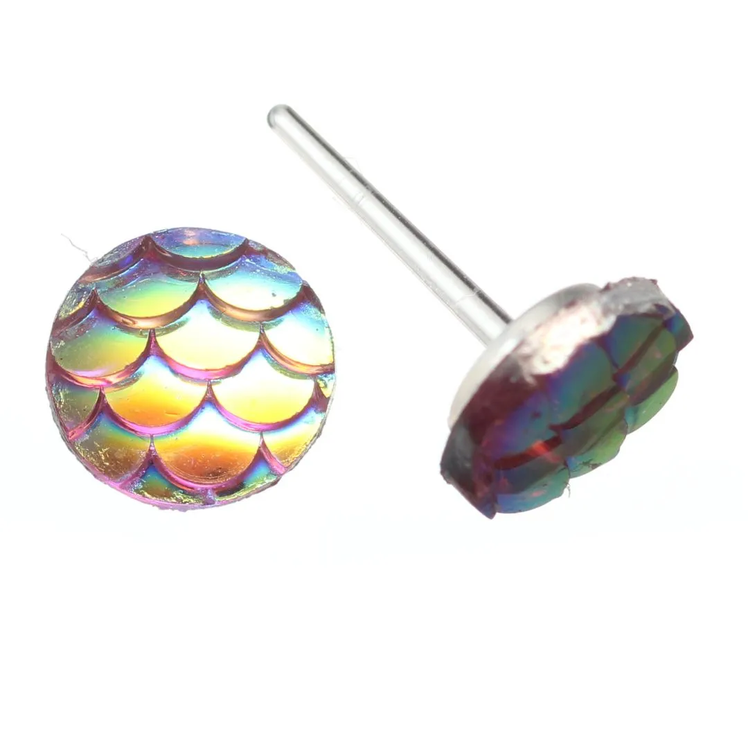 Mermaid Studs Hypoallergenic Earrings for Sensitive Ears Made with Plastic Posts