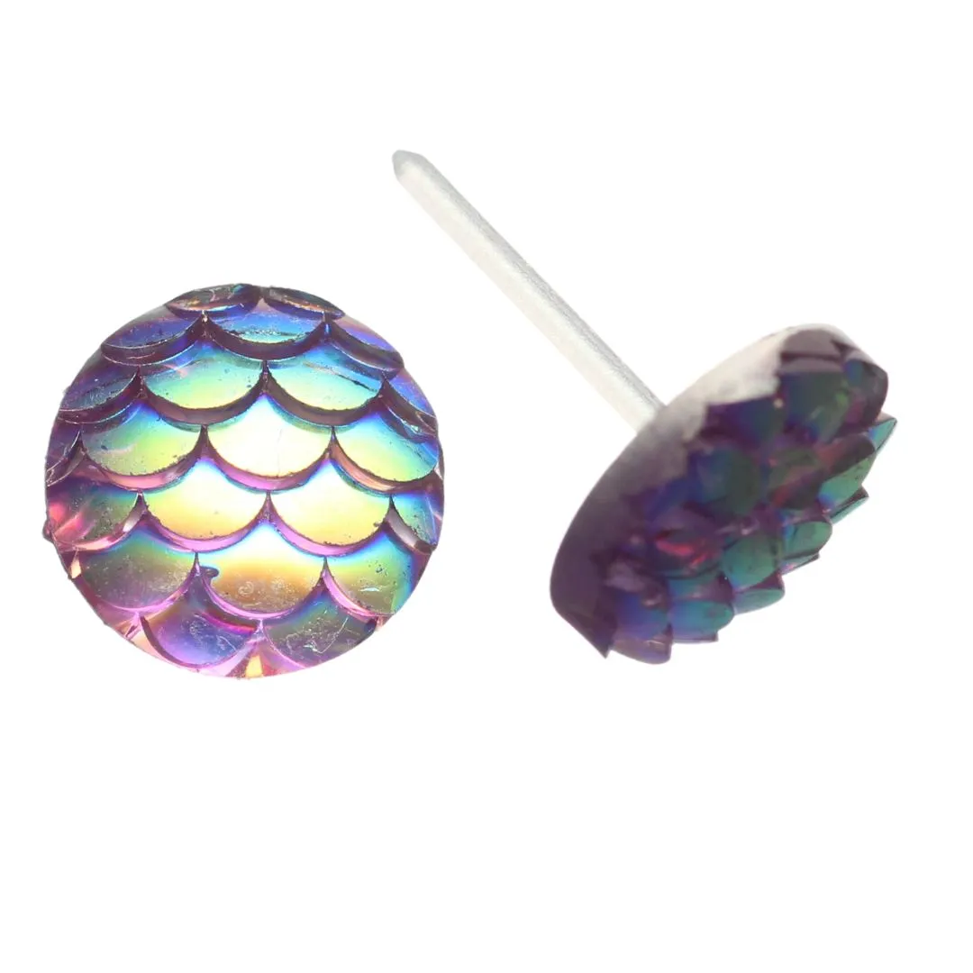 Mermaid Studs Hypoallergenic Earrings for Sensitive Ears Made with Plastic Posts
