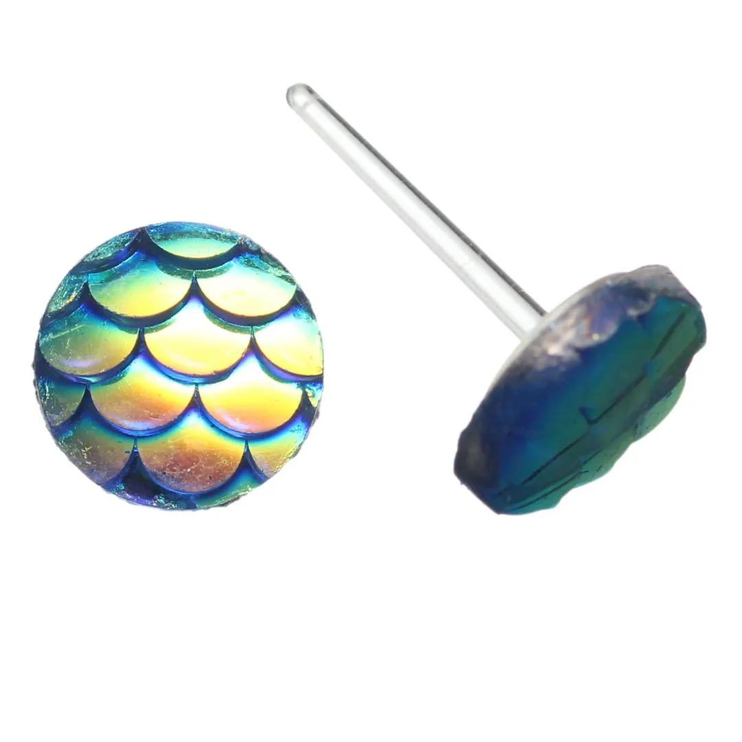 Mermaid Studs Hypoallergenic Earrings for Sensitive Ears Made with Plastic Posts