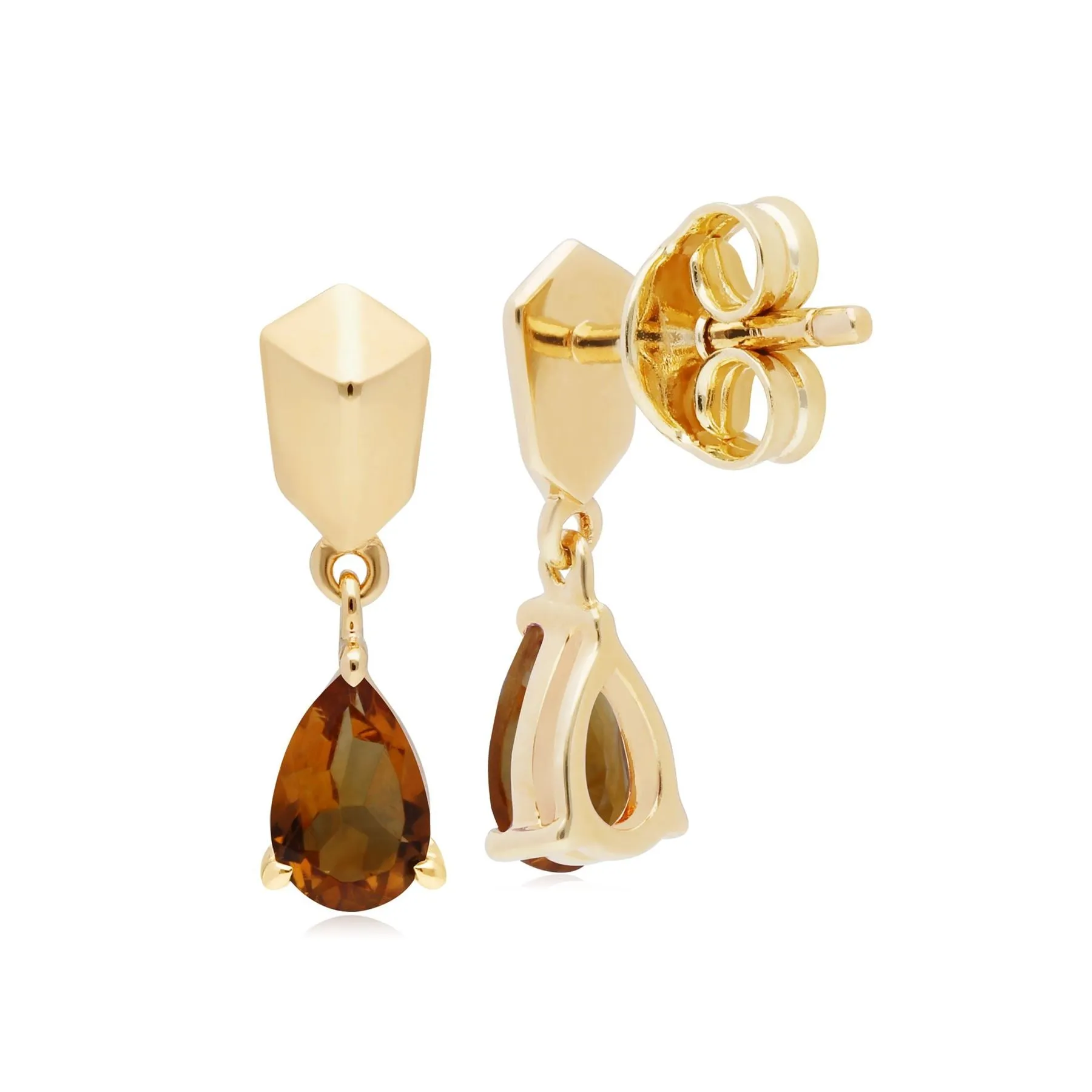 Mini Statement Citrin Ohrringe in Vergoldetem 925 Sterling Silber