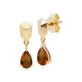 Mini Statement Citrin Ohrringe in Vergoldetem 925 Sterling Silber