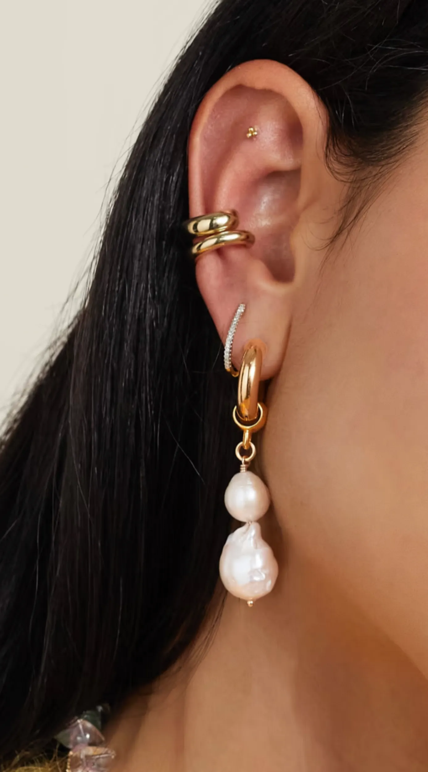 Mismatched Baroque Pearl Earrings
