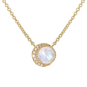 Moon Phase Rainbow Moonstone Necklace