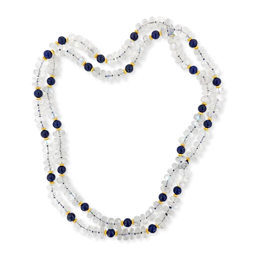 Moonstone & Lapis Bead Necklace