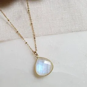 Moonstone Drop Necklace Gold