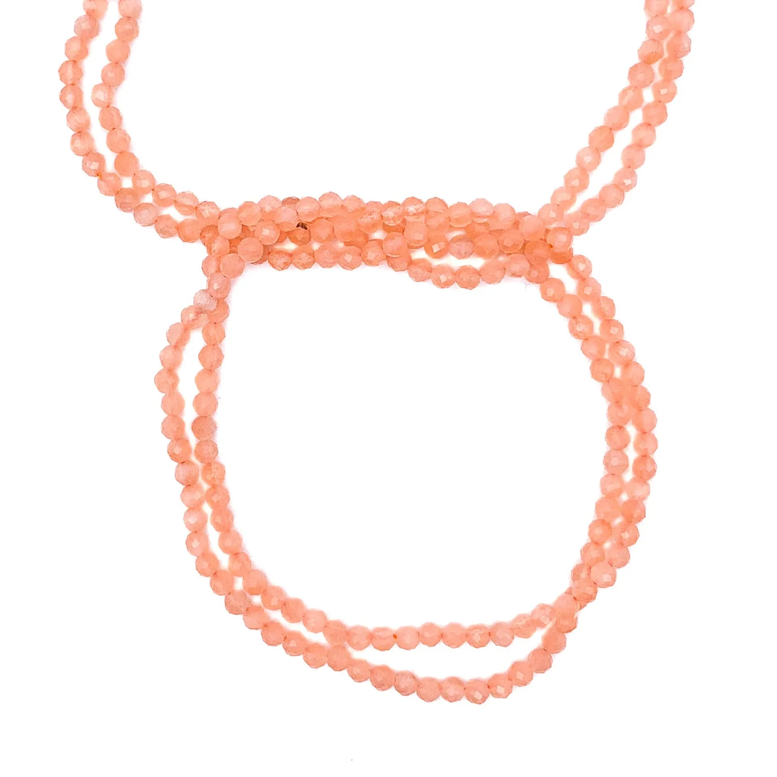Moonstone Peach 3mm Faceted Round Bead Strand