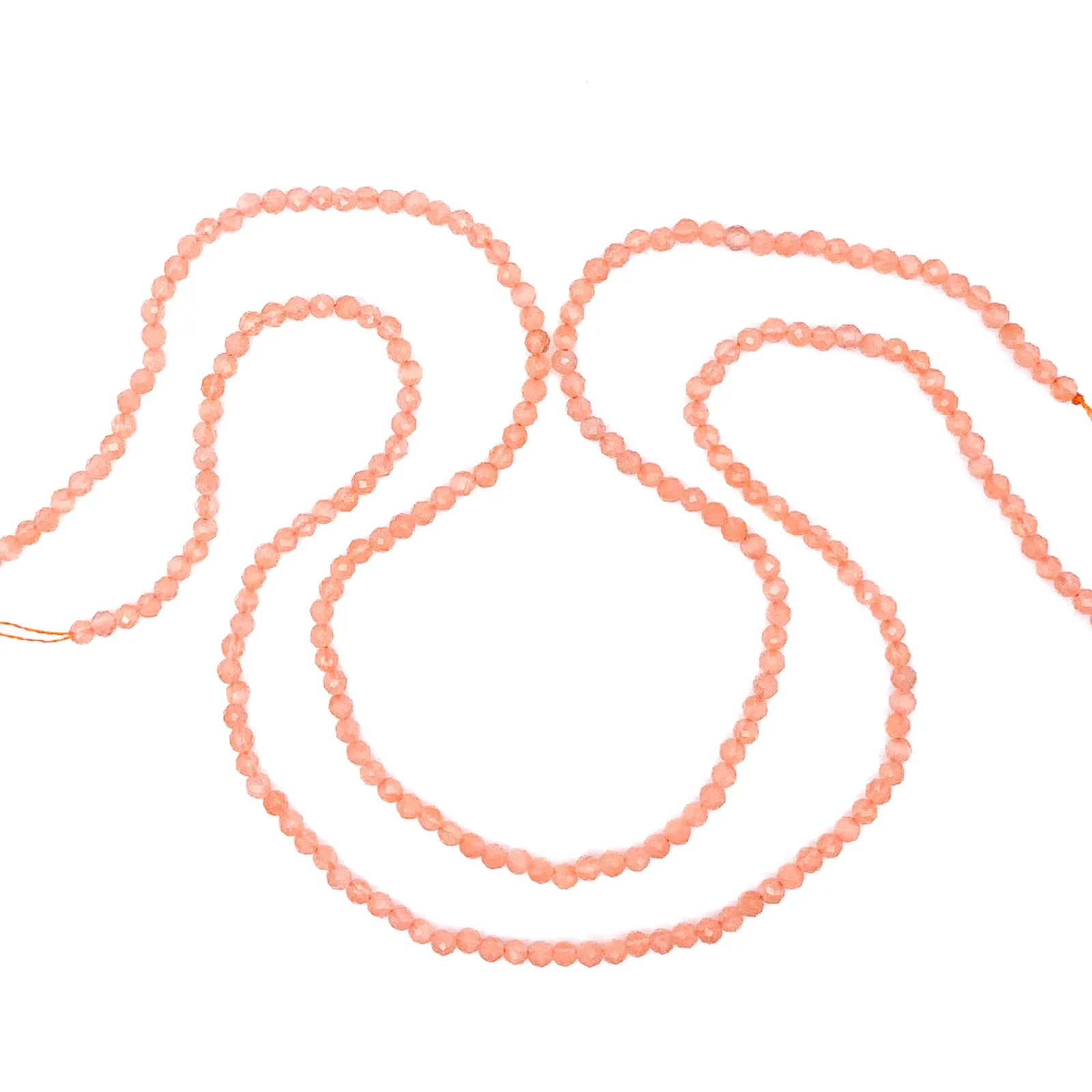 Moonstone Peach 3mm Faceted Round Bead Strand