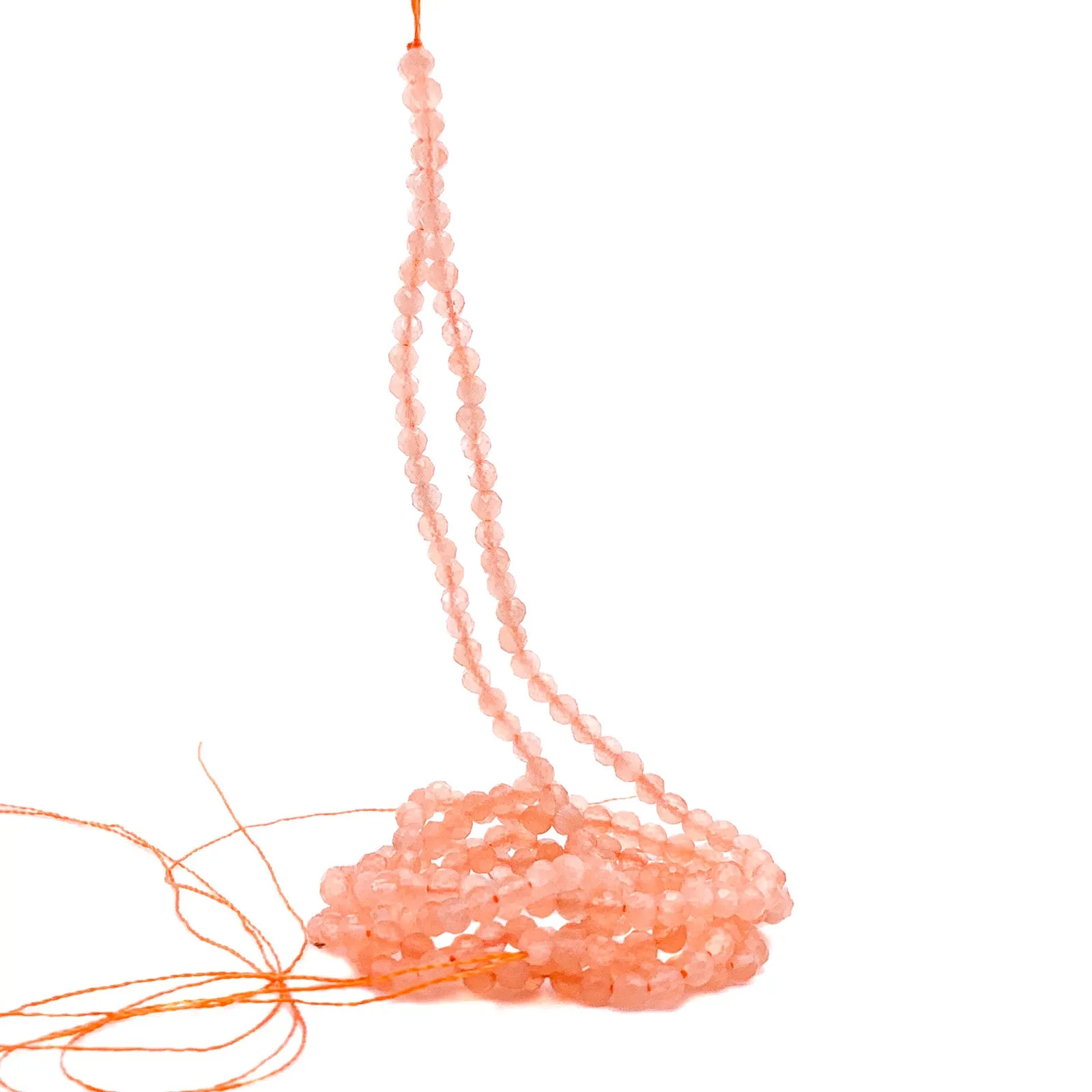 Moonstone Peach 3mm Faceted Round Bead Strand