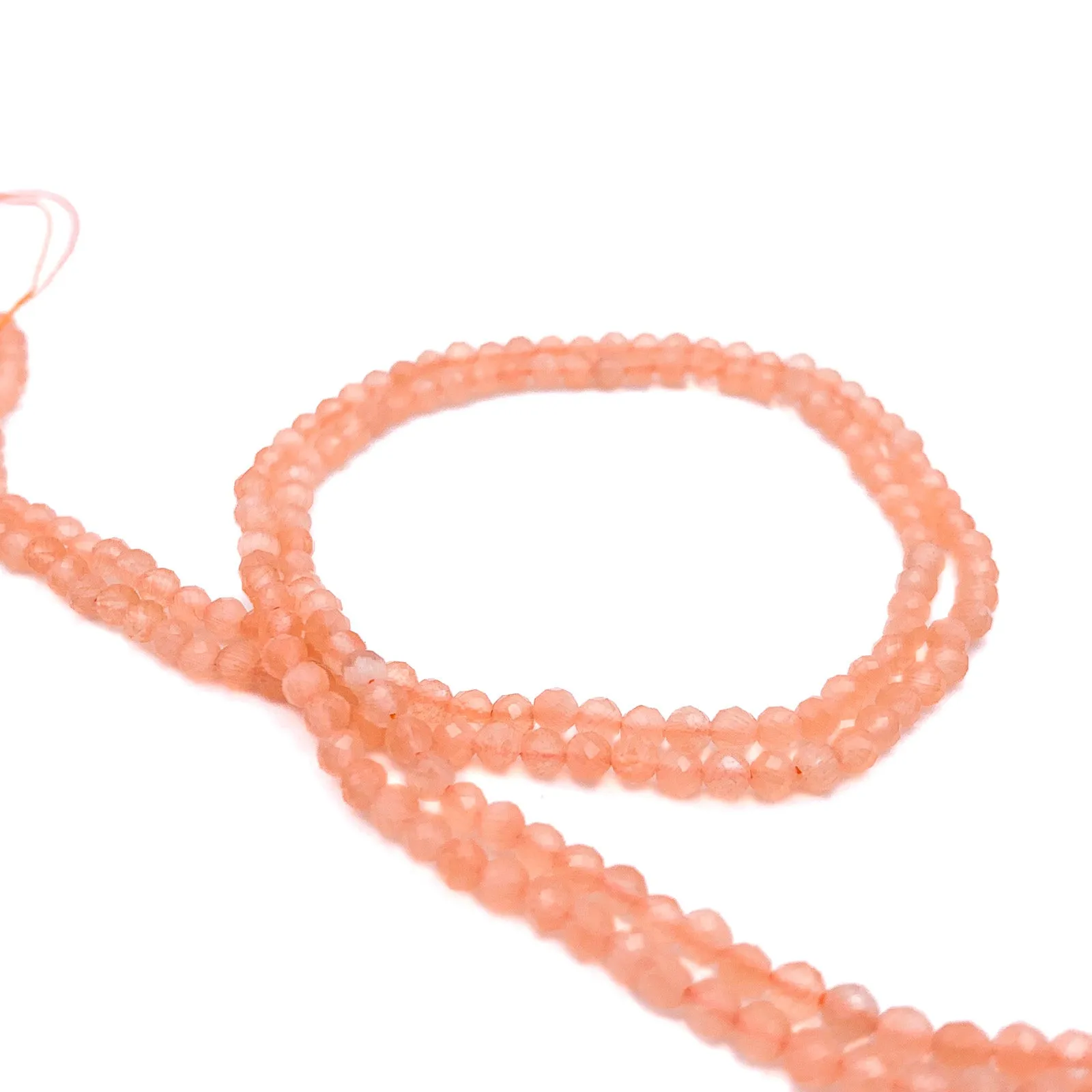 Moonstone Peach 3mm Faceted Round Bead Strand