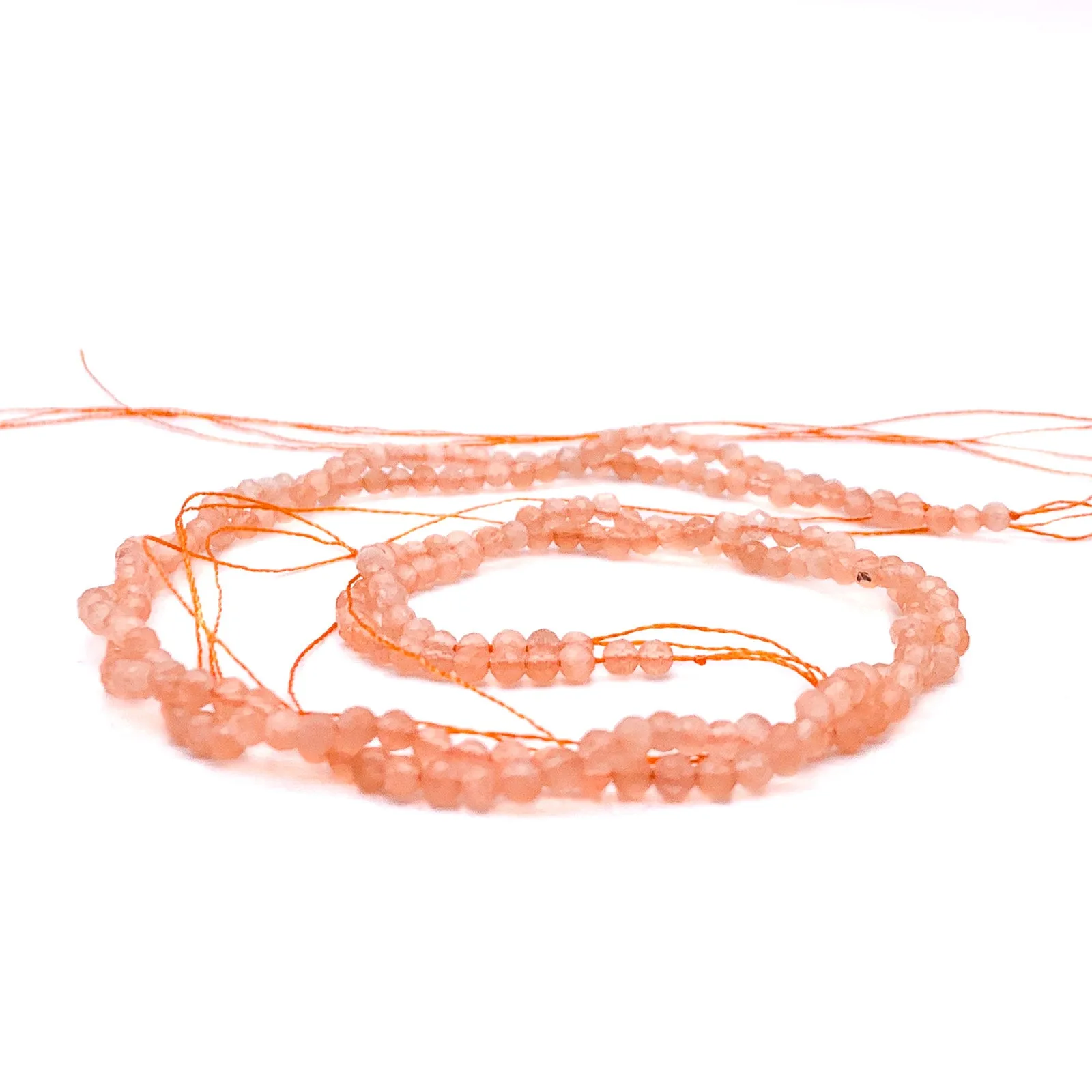 Moonstone Peach 3mm Faceted Round Bead Strand
