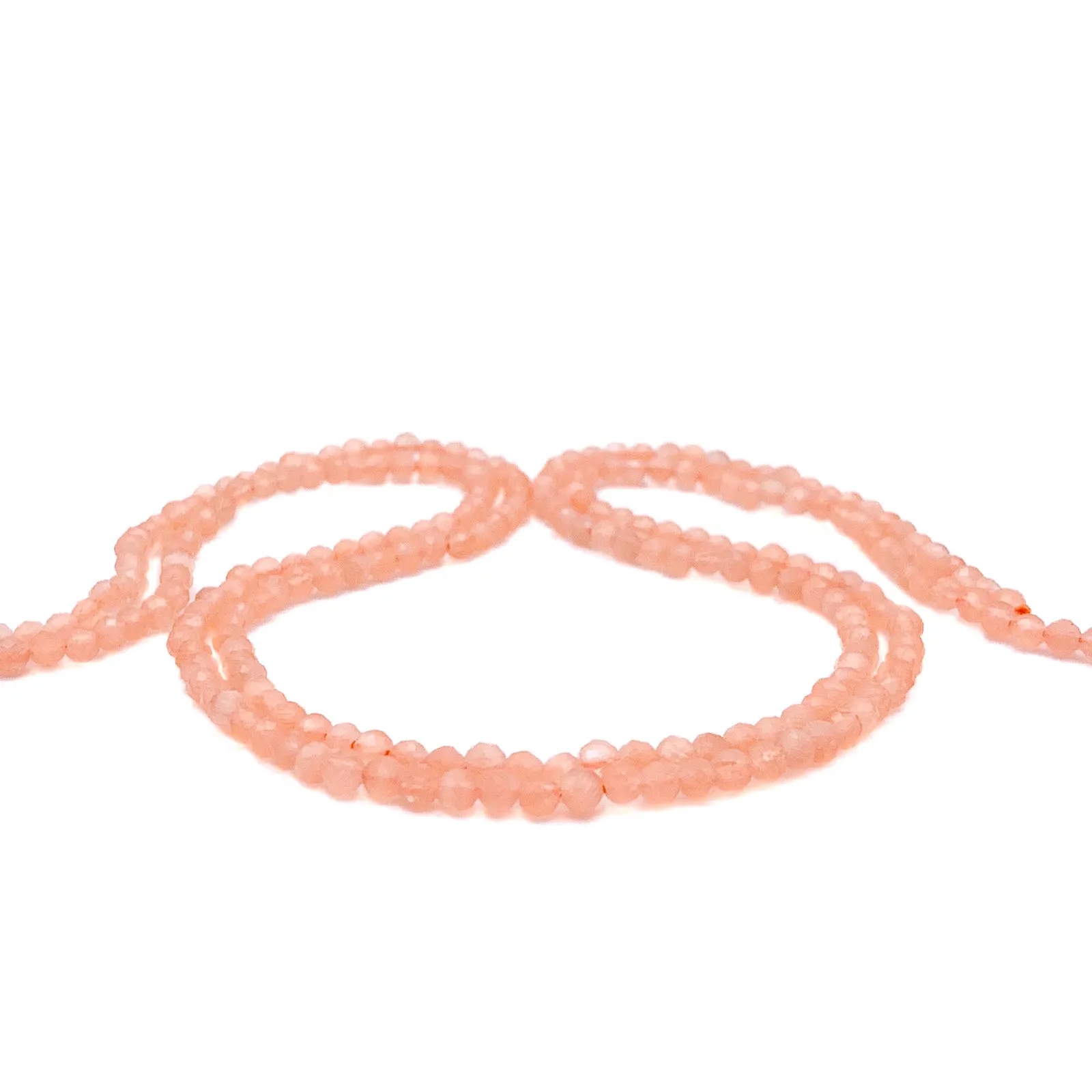 Moonstone Peach 3mm Faceted Round Bead Strand