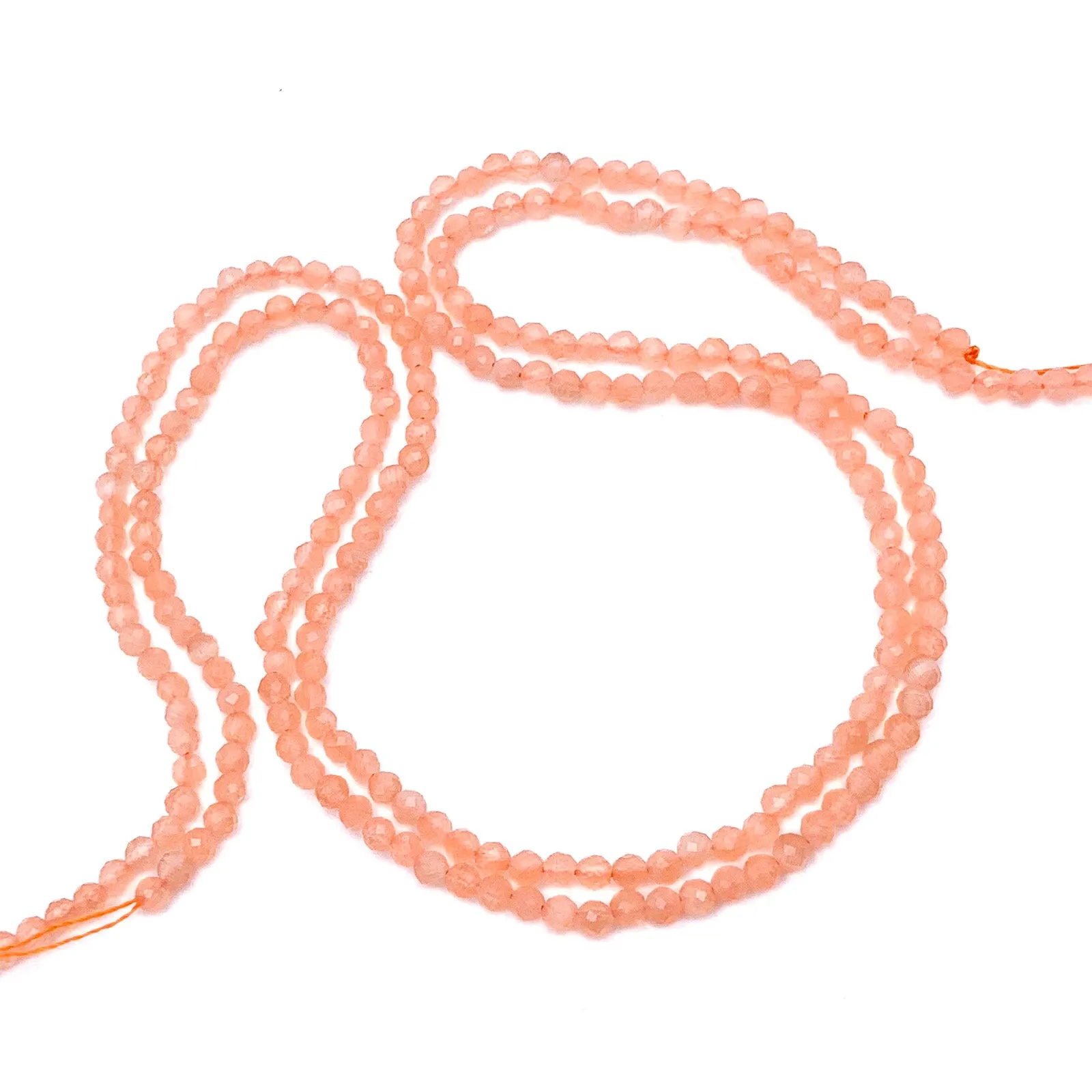 Moonstone Peach 3mm Faceted Round Bead Strand