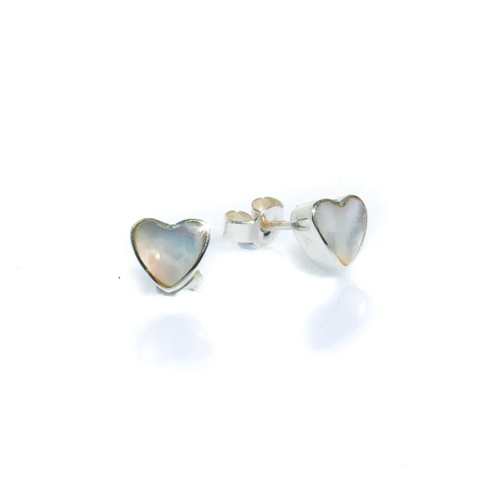 Mother of Pearl Heart Studs