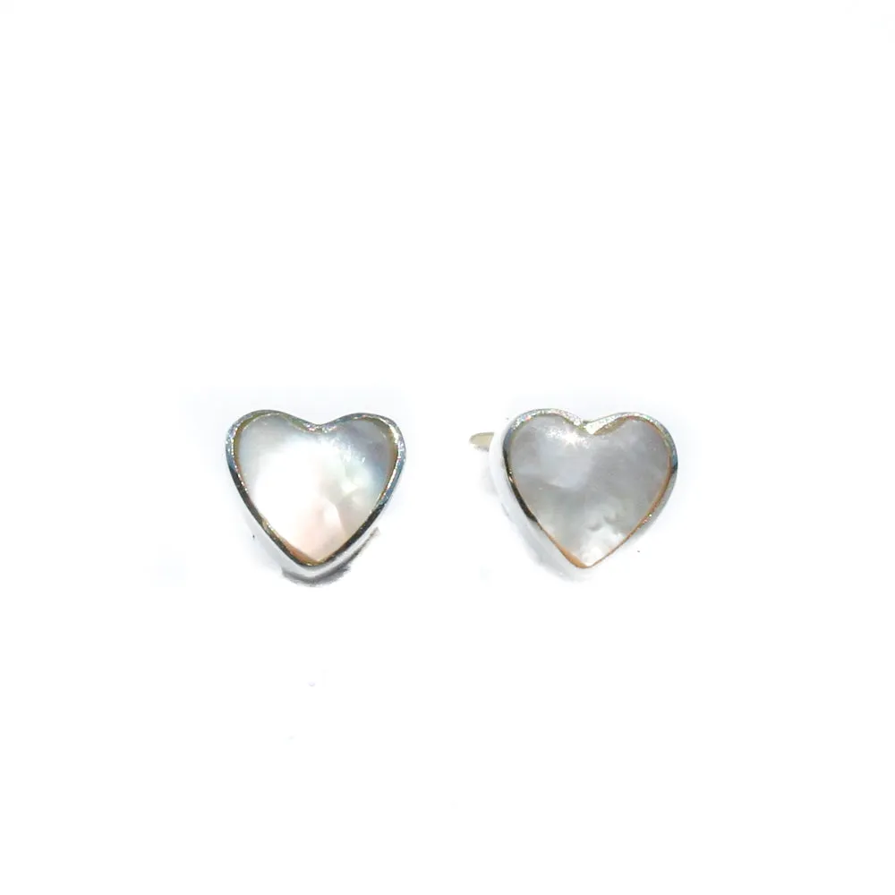 Mother of Pearl Heart Studs