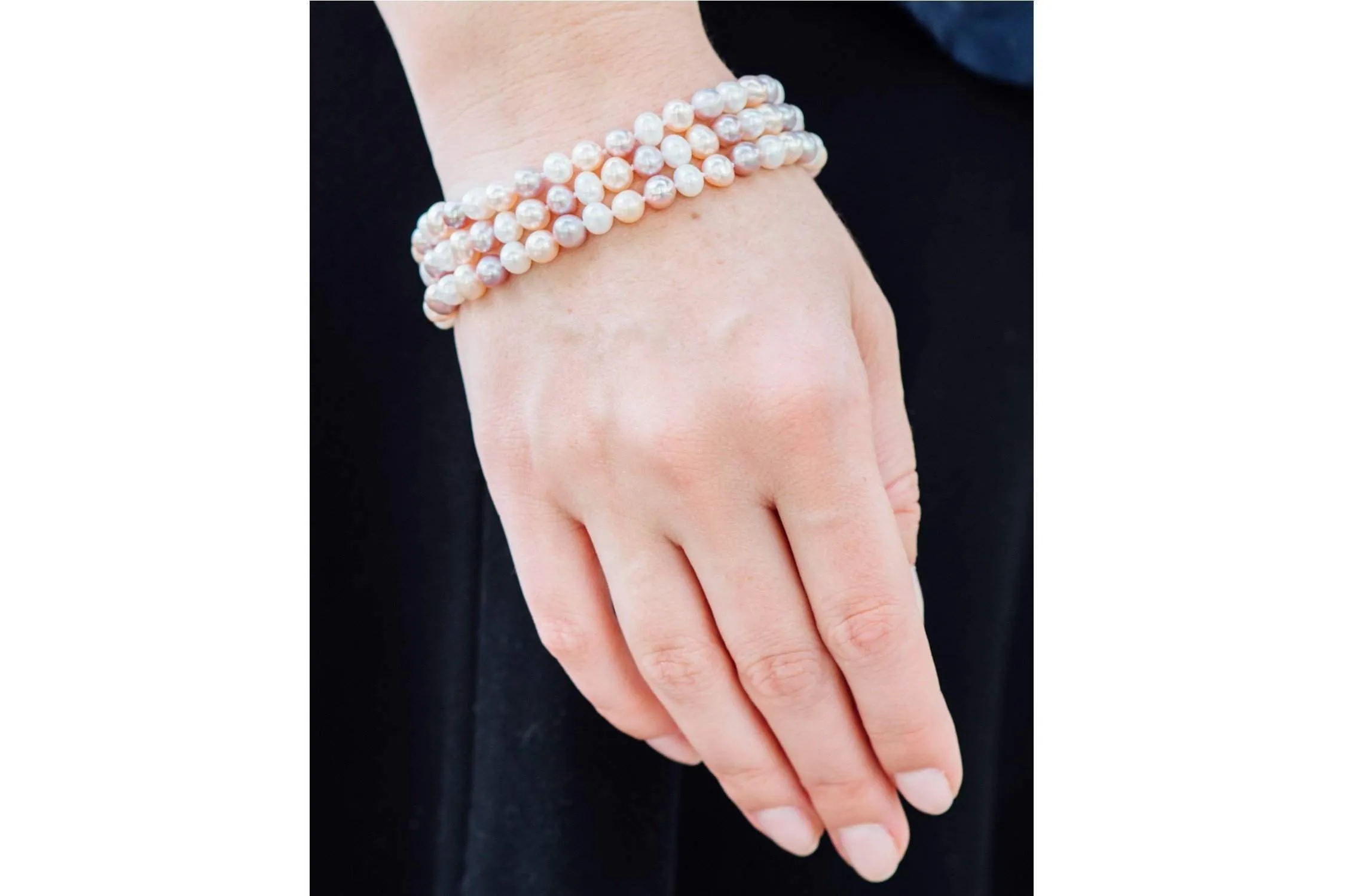 Multi-Color Triple Strand Freshwater Pearl Bracelet 6-7mm