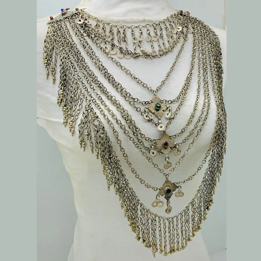 Multilayers Vintage Silver Kuchi Necklace