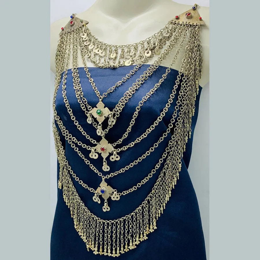 Multilayers Vintage Silver Kuchi Necklace