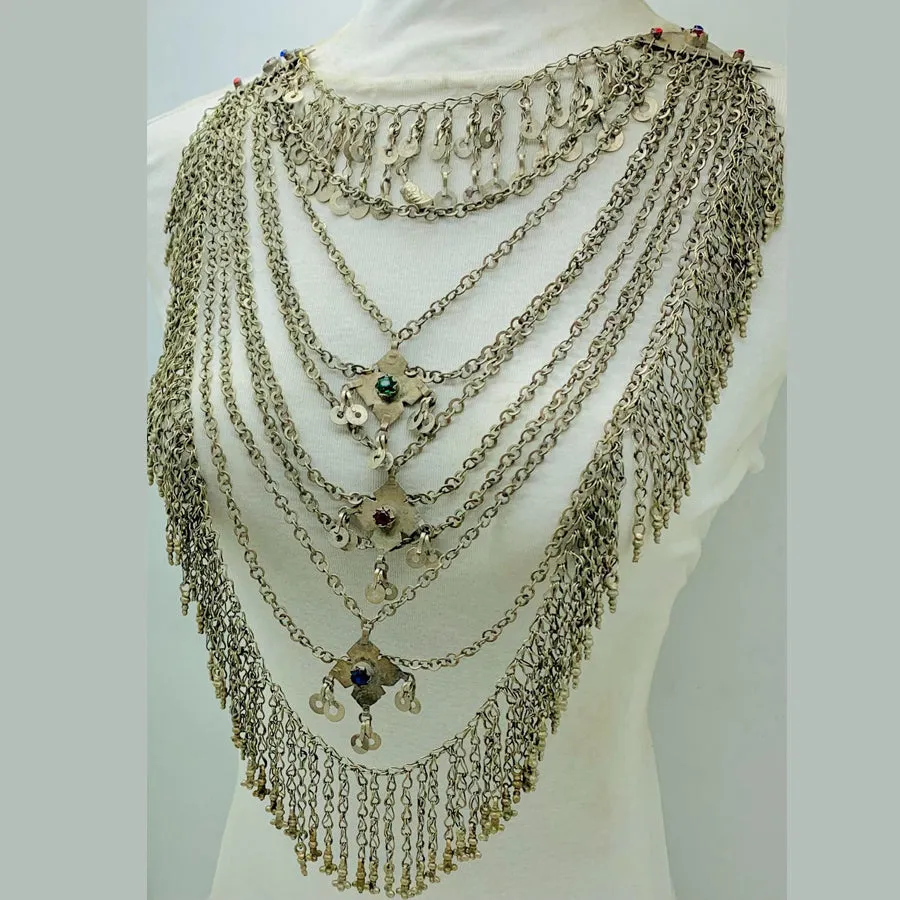 Multilayers Vintage Silver Kuchi Necklace