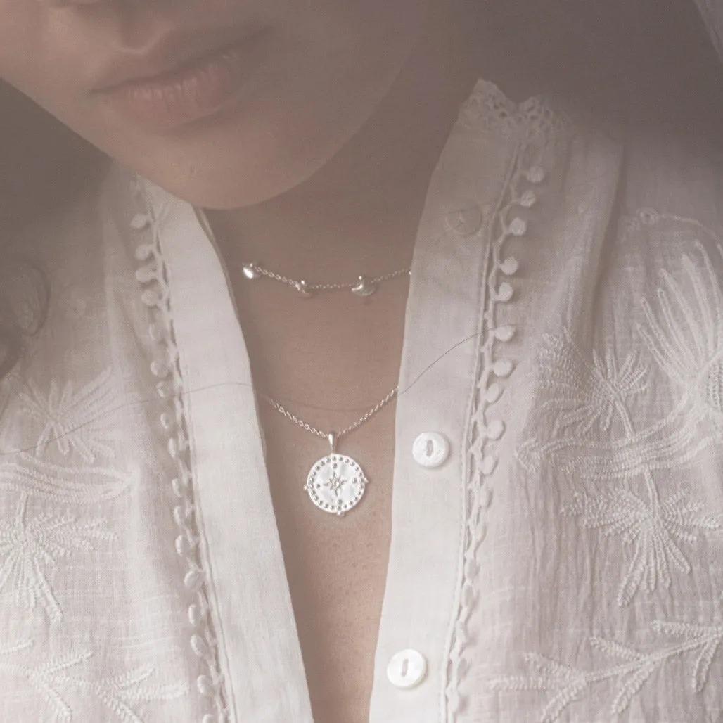 Murkani Pendant Disc Necklace Sterling Silver