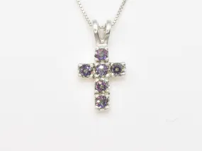 Mystic Topaz Cross Pendant - Purple Cross Necklace - Small Cross Necklace