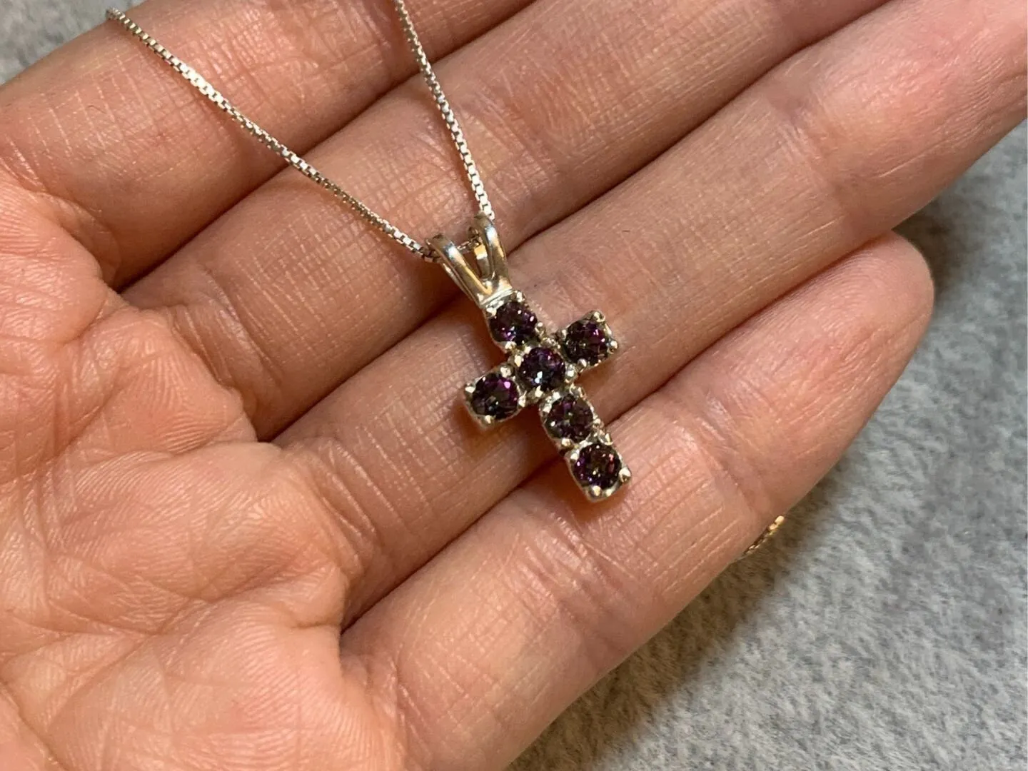 Mystic Topaz Cross Pendant - Purple Cross Necklace - Small Cross Necklace