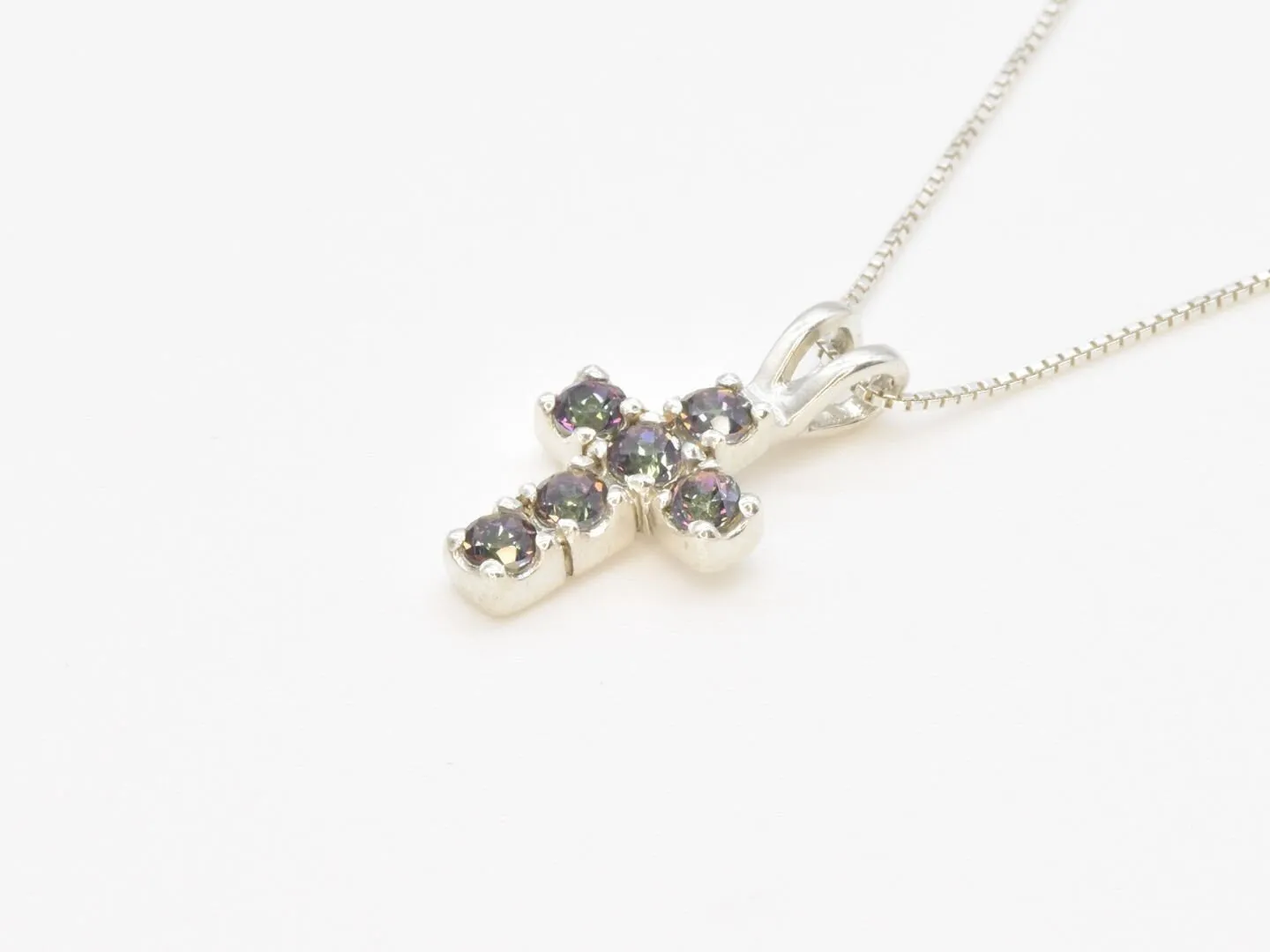 Mystic Topaz Cross Pendant - Purple Cross Necklace - Small Cross Necklace