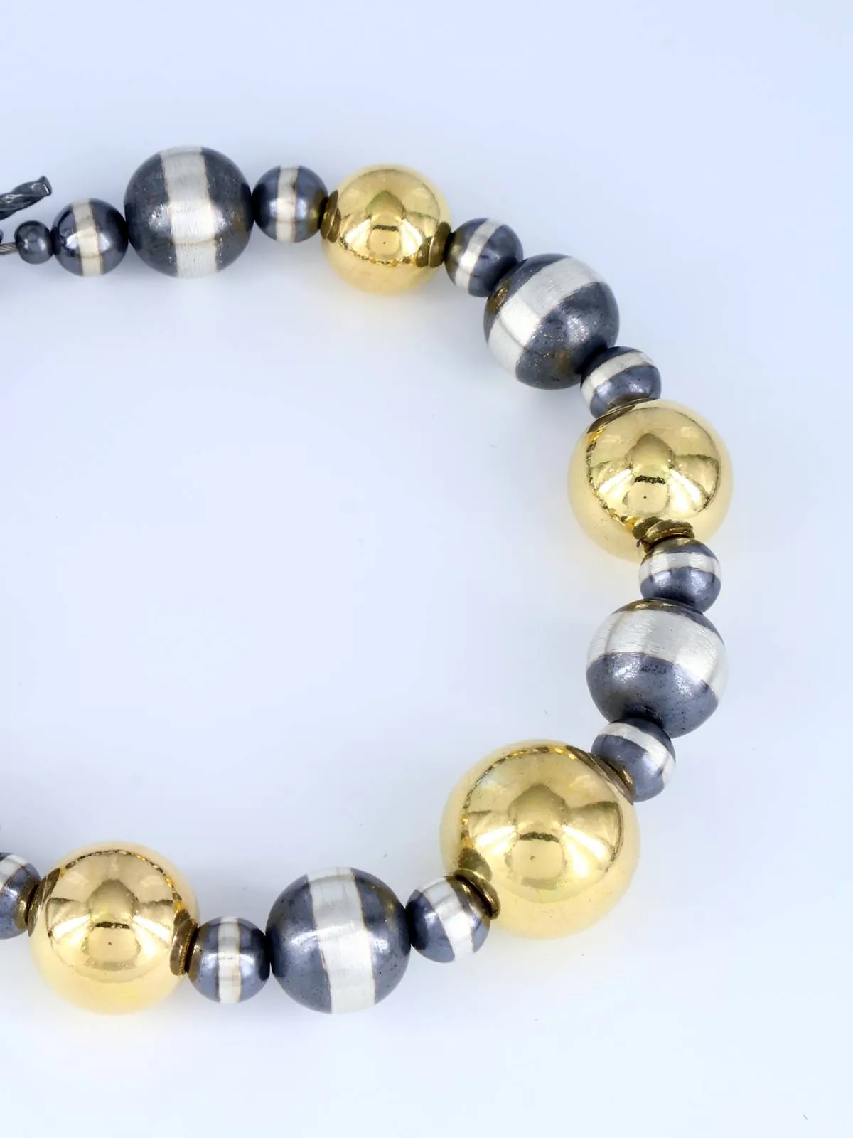Native American Jewelry 18K Gold and Silver Beaded Bracelet