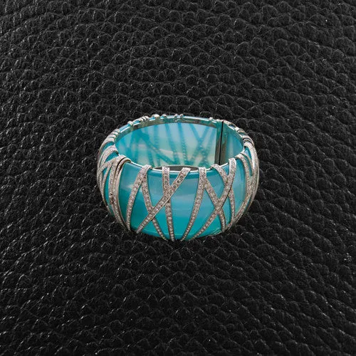 Natural Agate & Diamond Bangle Bracelet