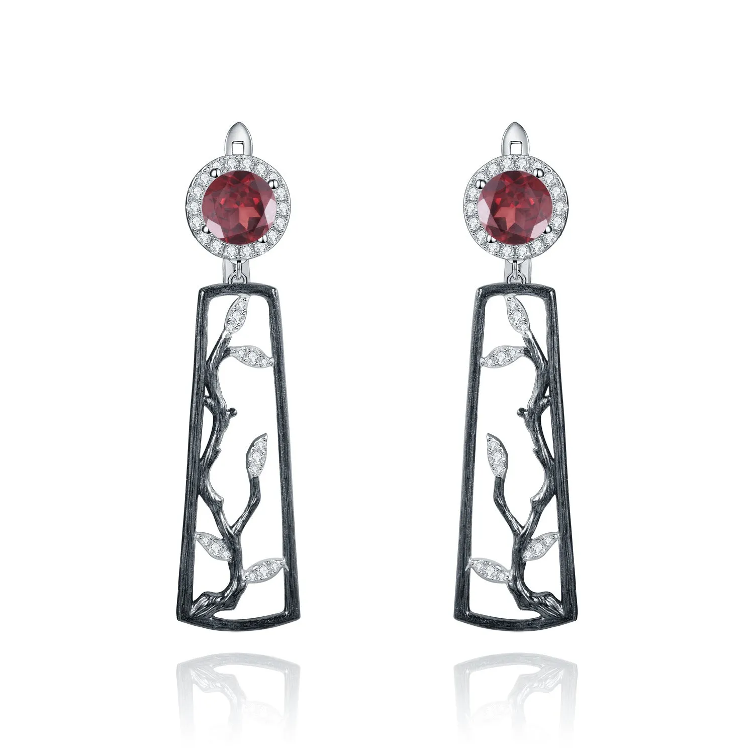 Natural Colourful Gemstone Winter Plum Sterling Silver Drop Earrings for Women