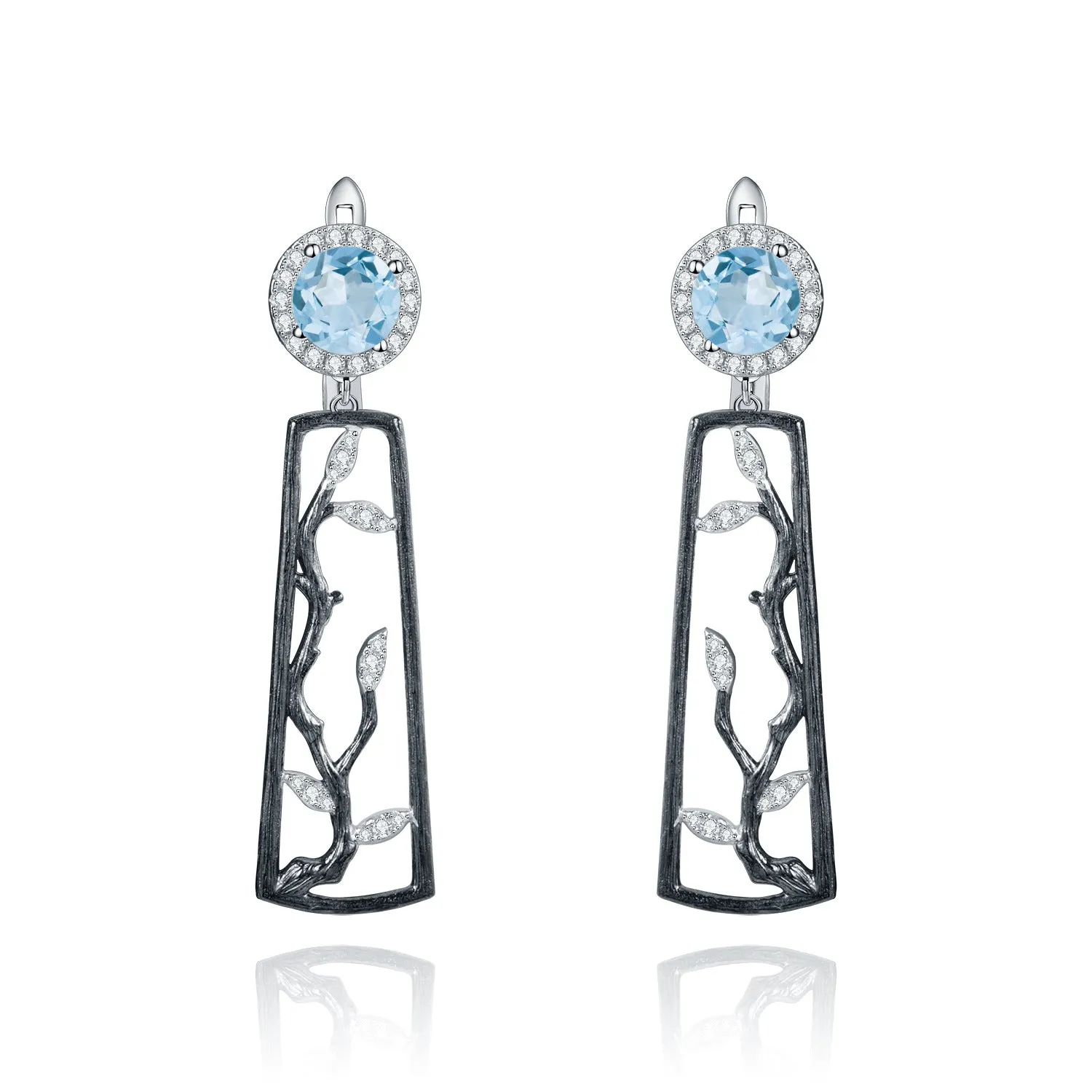 Natural Colourful Gemstone Winter Plum Sterling Silver Drop Earrings for Women