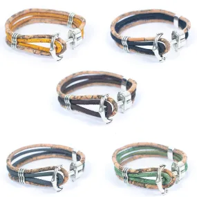 Natural Cork Cord and Spear Accessories Handmade unisex Bracelet BR-493-MIX-5