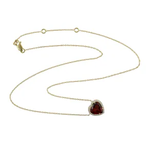 Natural Rhodolite Garnet Chain Necklace 14k Yellow Gold Diamond Jewelry