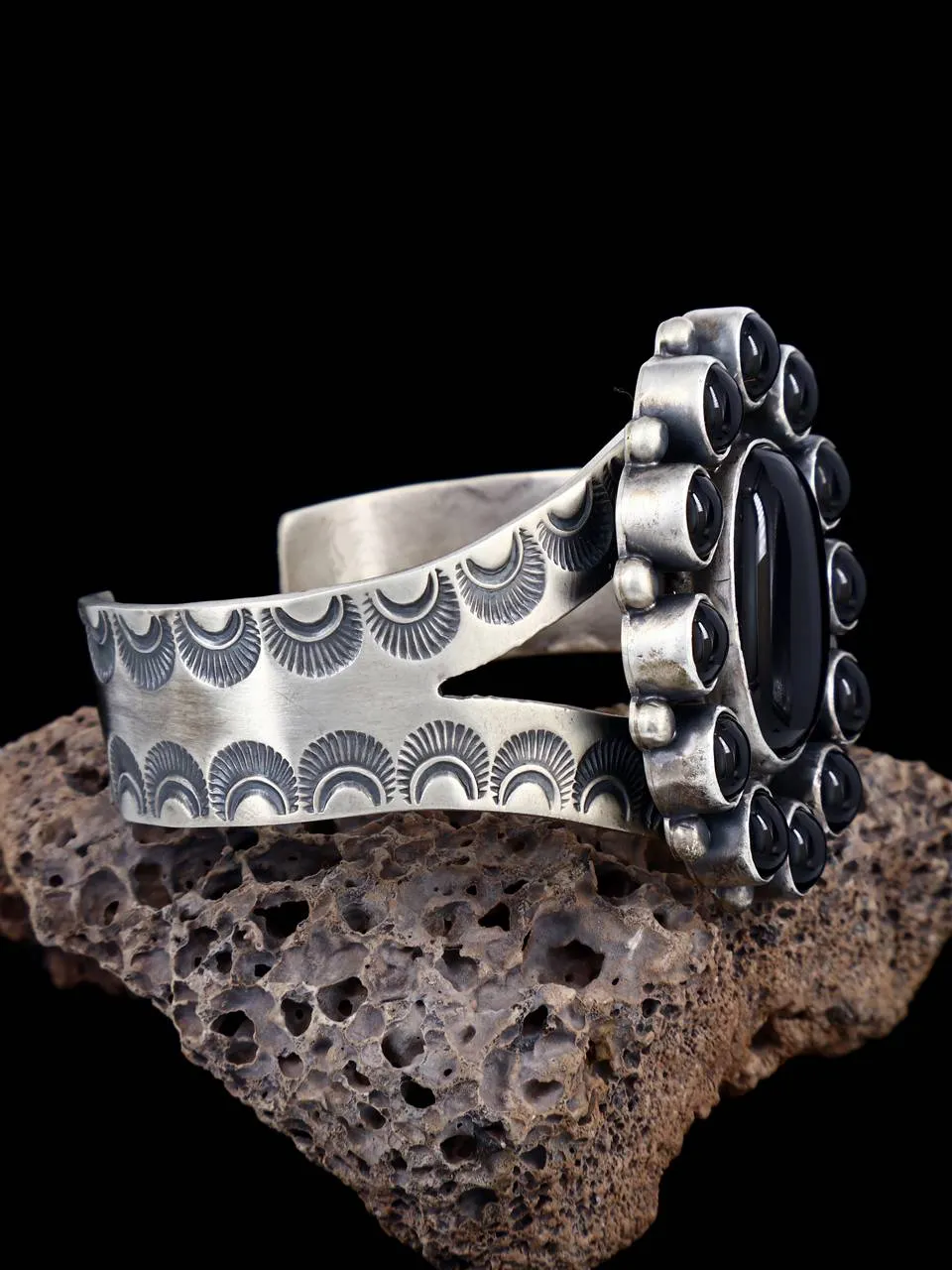 Navajo Black Onyx Sterling Silver Cuff Bracelet
