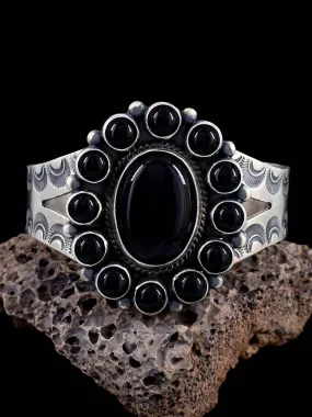 Navajo Black Onyx Sterling Silver Cuff Bracelet