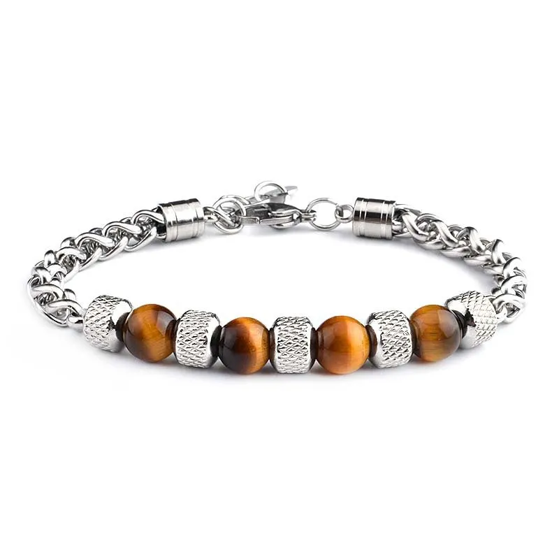 New Tiger Eye Men's Adjustable Beaded Bracelet