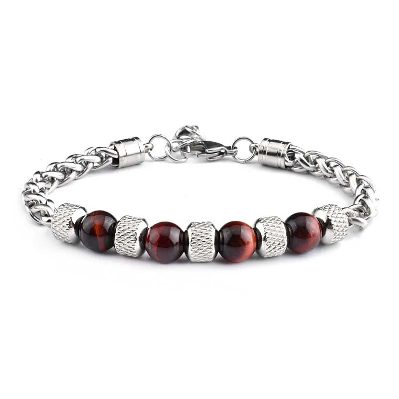New Tiger Eye Men's Adjustable Beaded Bracelet