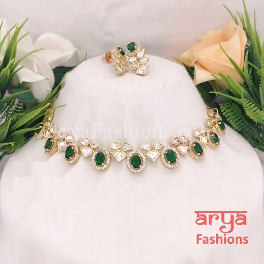 Numi Kundan Necklace with Cubic Zirconia Stones