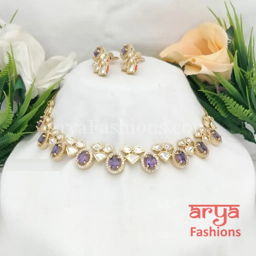 Numi Kundan Necklace with Cubic Zirconia Stones