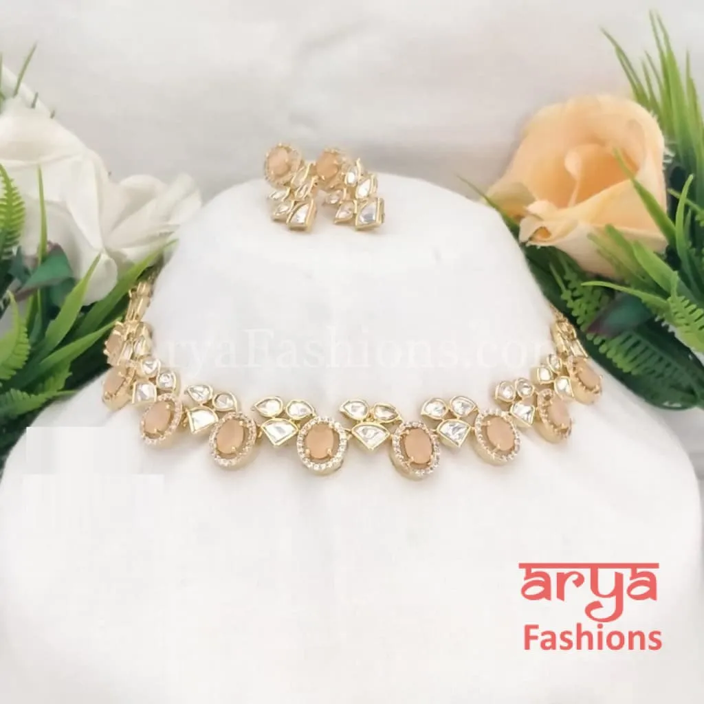 Numi Kundan Necklace with Cubic Zirconia Stones