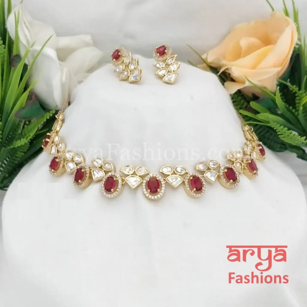 Numi Kundan Necklace with Cubic Zirconia Stones