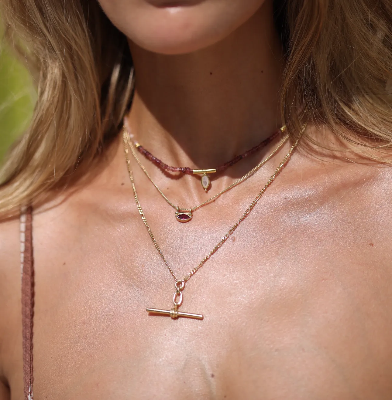 Nyra Rhodolite Gold Necklace
