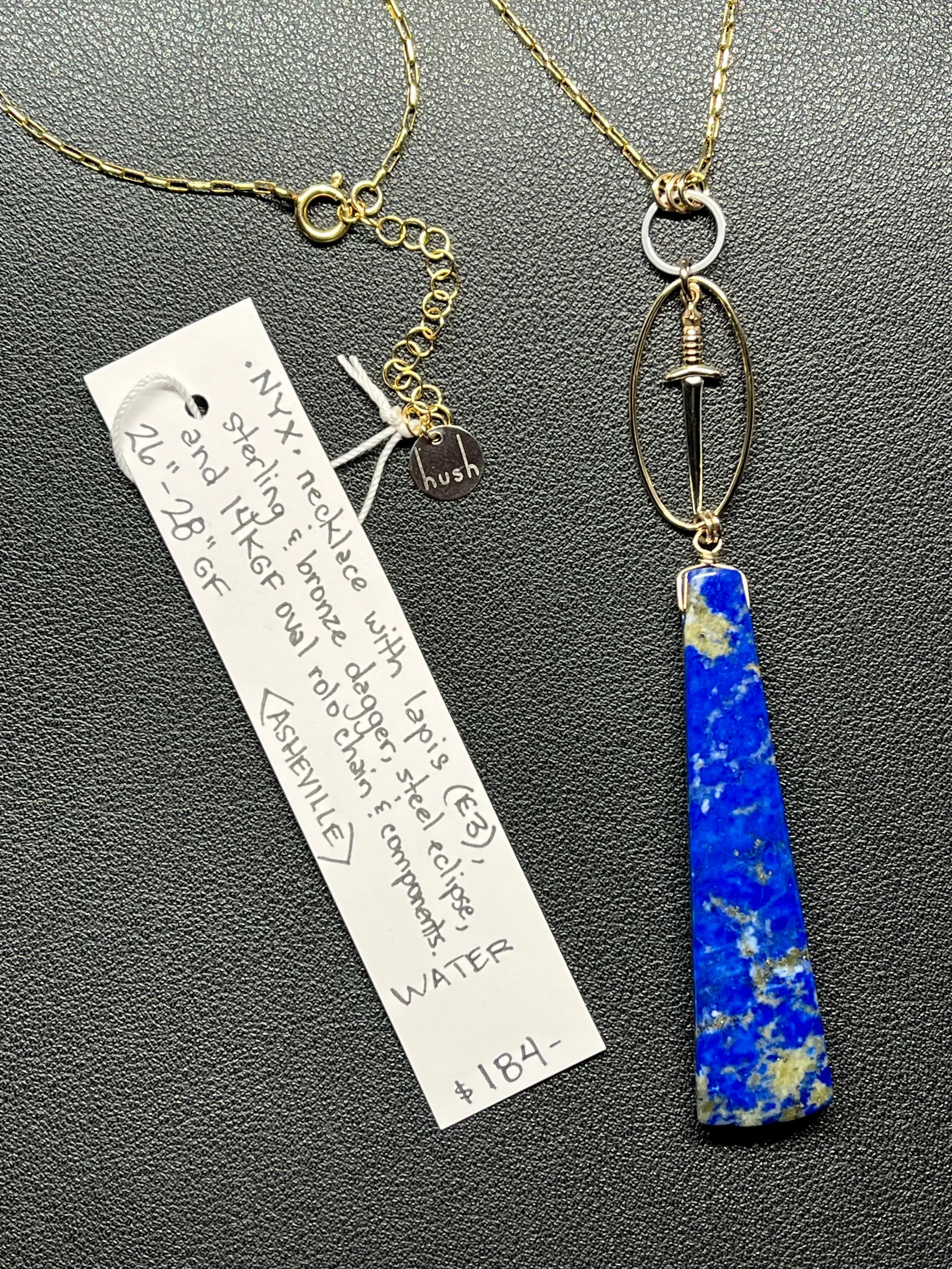 •NYX• lapis   dagger   mixed metal necklace (26"-28")